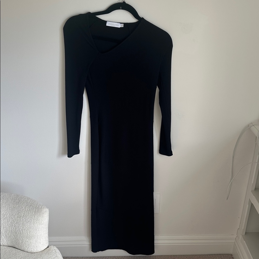 Jonathan Simkhai Black Ribbed Dress- midi dress